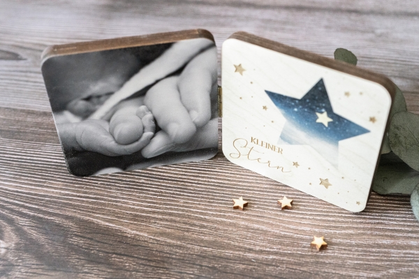Holzleporello "Stern" als Erinnerungsstück für Sternenkinder -personalisiert-